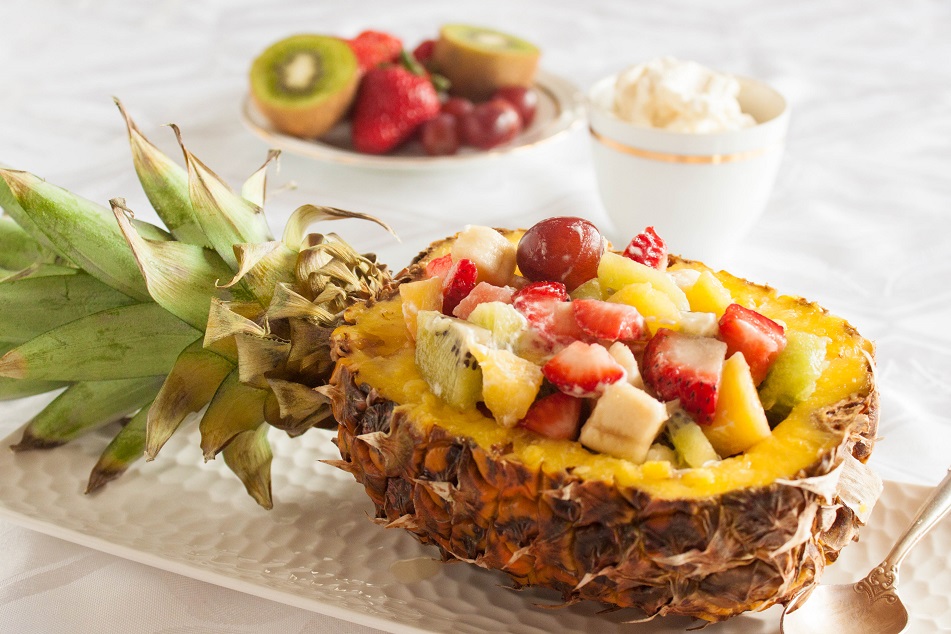 Fruit Salad in a Pineapple Shell